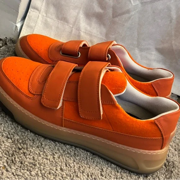 ACNE Studios Perey Orange Velcro Sneakers - Picture 5 of 8